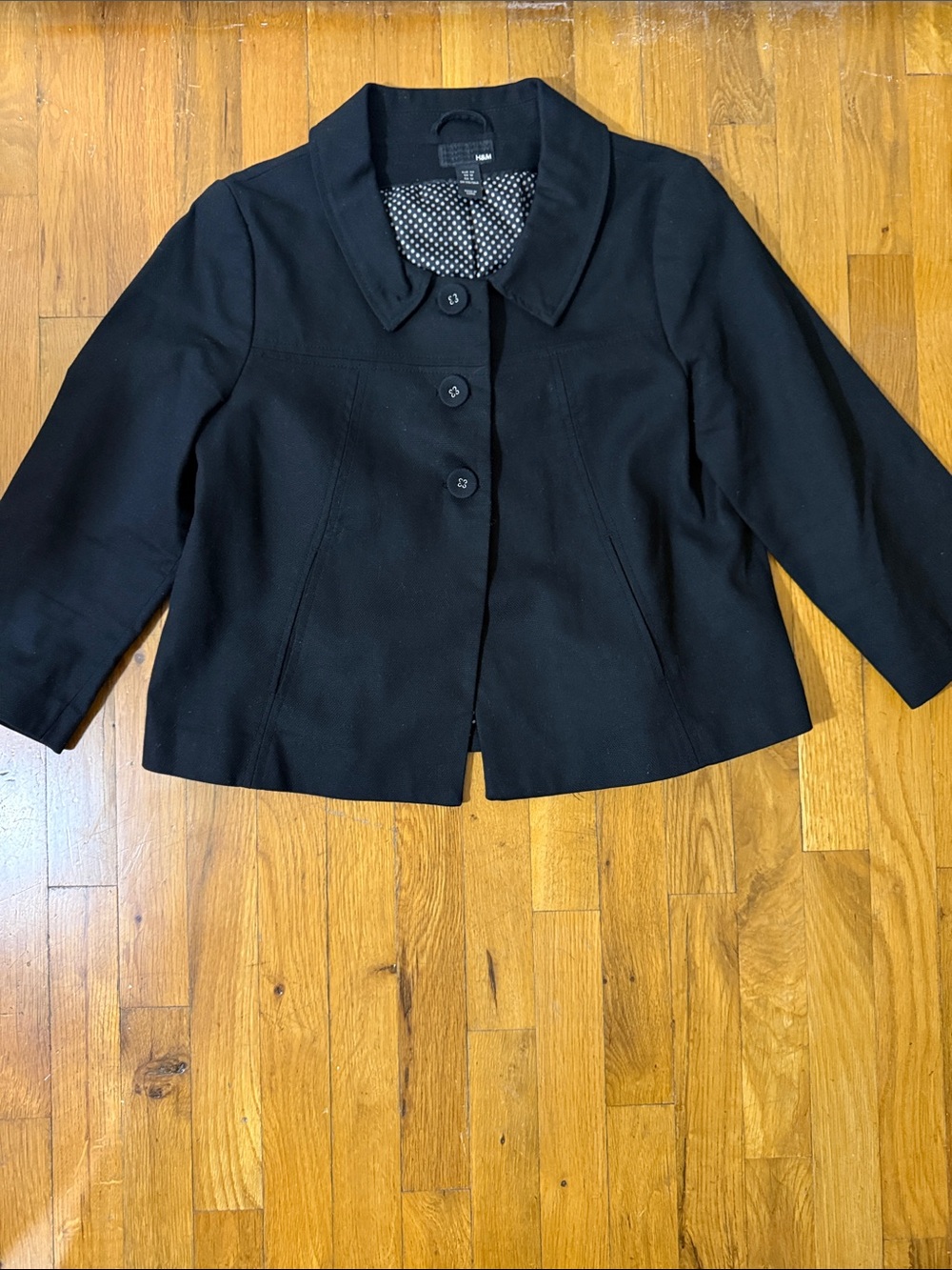 Black Cropped Button Front Jacket